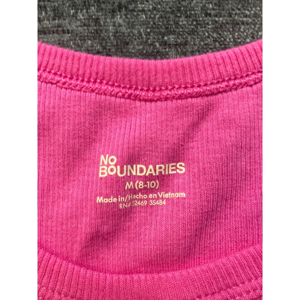 No Boundaries Tank Top Womens Medium 8/10 Hot Pink Ribbed Knit Cotton Round Neck - Picture 6 of 16